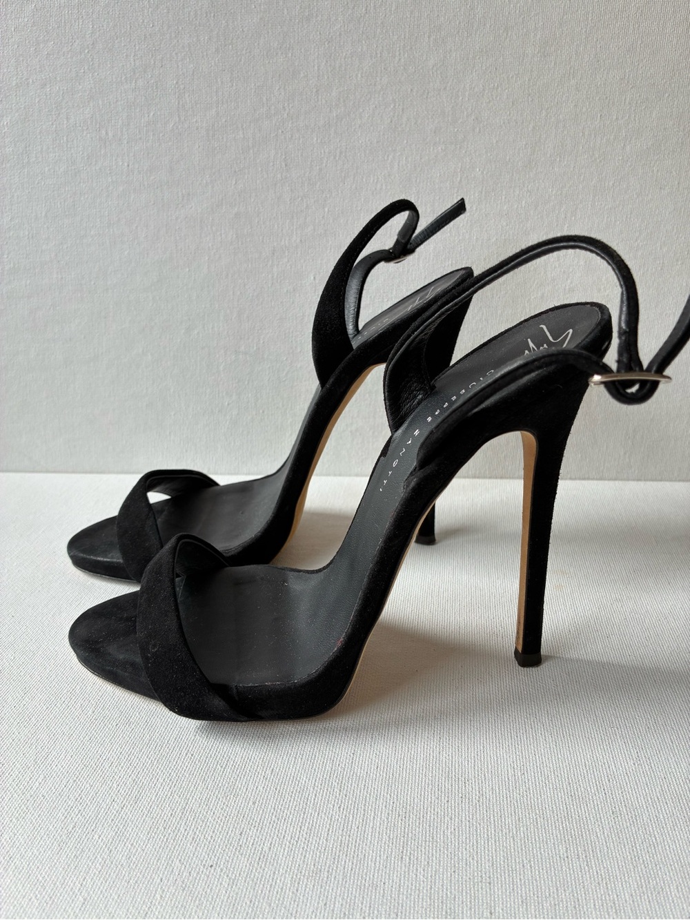 Giuseppe Zanotti suede Black High Heel Slingback Sandals size 36